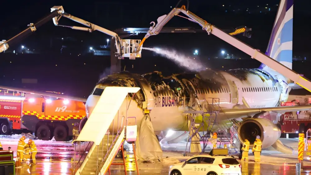 Korea Południowa: Airbus A321 spłonął na płycie lotniska - Źródło: X / Breaking Aviation News & Videos / Z materiału osadzonego w publikacji